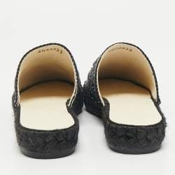 Chanel Black/White Tweed CC Espadrille Mules  Size 36