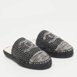 Chanel Black/White Tweed CC Espadrille Mules  Size 36