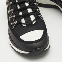Chanel Black/White Nylon and Leather CC Low Top Sneakers Size 38.5
