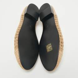 Chanel Beige Raffia CC Cap Toe Ballet Flats Size 38