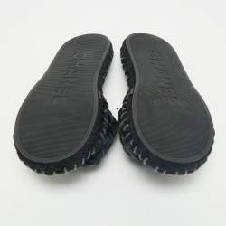 Chanel Two Tone Tweed Interlocking CC logo Flat Slides Size 41