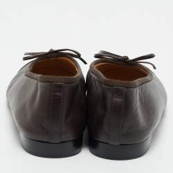 Chanel Black/Brown Leather CC Cap Toe Bow Ballet Flats Size 38