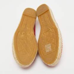 Pre Owned Chanel Red Leather CC Logo Espadrilles Size 37