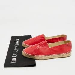 Pre Owned Chanel Red Leather CC Logo Espadrilles Size 37