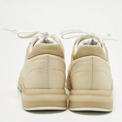 Pre Owned Chanel Cream Canvas CC Low Top Sneakers Size 39