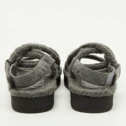 Pre Owned Chanel Grey Leather and Rope Dad Ankle Strap Sandals Size 38