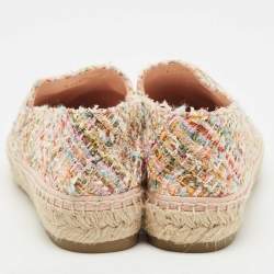 Pre Owned Chanel Multicolor Suede and Tweed CC Espadrille Flats Size 40