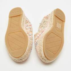 Pre Owned Chanel Multicolor Suede and Tweed CC Espadrille Flats Size 40