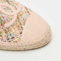 Pre Owned Chanel Multicolor Suede and Tweed CC Espadrille Flats Size 40