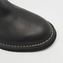Pre Owned Chanel Black Nylon and Leather CC Logo Star Biker Boots Size 40