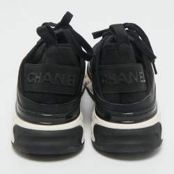 Pre Owned Chanel Black Fabric and Leather CC Low Top Sneakers Size 38
