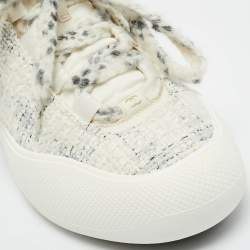 Pre Owned Chanel Tricolor Tweed CC High Top Sneakers Size 39.5
