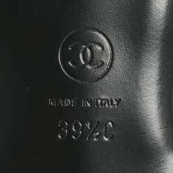 مملوكة مسبقًا Chanel Black Canvas Crystal Embellished Bow Flat Sandals Size 39.5