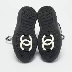 Pre Owned Chanel Black Leather and Nylon CC Chunky High Top Sneakers Size 39.5