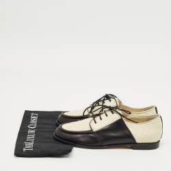 Pre Owned Chanel White/Black Quilted Leather CC Hamburg Lace Up Derby Size 40