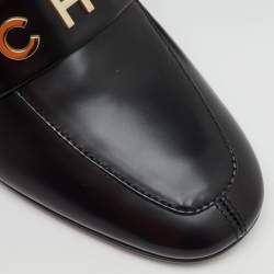 Pre Owned Chanel Black Leather Interlocking CC Penny Loafers Size 38