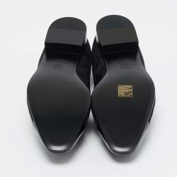 Pre Owned Chanel Mary Jane Size 38.5 Black Suede and Patent Leather Ballet Flats