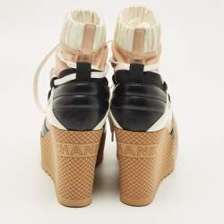 مملوكة مسبقًا Chanel Runway Size 38.5 Black/Brown Leather and Nylon Wedge Boots