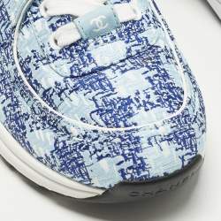 Pre Owned حذاء رياضي شانيل جلد وتويد أسود/ذهبي مزين سي سي منخفض من أعلى مقاس 39