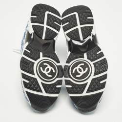 Pre Owned حذاء رياضي شانيل جلد وتويد أسود/ذهبي مزين سي سي منخفض من أعلى مقاس 39