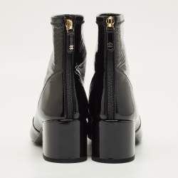 مملوكة مسبقًا Chanel CC Size 40 Black Patent Leather Ankle Length Boots
