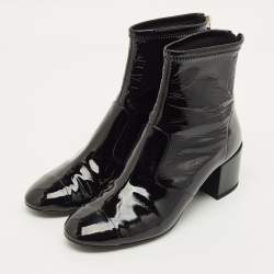 مملوكة مسبقًا Chanel CC Size 40 Black Patent Leather Ankle Length Boots