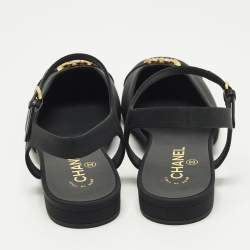 Pre Owned حذاء ماري جين فلات شانيل سي سي كنفس أسود مقاس 42