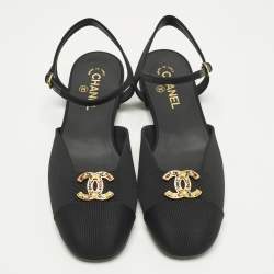 Pre Owned حذاء ماري جين فلات شانيل سي سي كنفس أسود مقاس 42