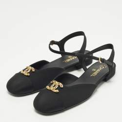 Pre Owned حذاء ماري جين فلات شانيل سي سي كنفس أسود مقاس 42