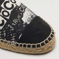 Pre Owned Chanel Coco Size 36 Blue/Black Canvas Cap Toe Espadrille Flats