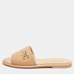 مملوكة مسبقًا Chanel CC Size 38.5 Pink Leather Flat Slide