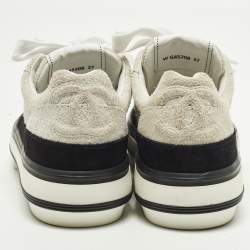 Pre Owned حذاء رياضي شانيل دانتيل حتى الركبة سويدي رمادي/أسود مقاس 37