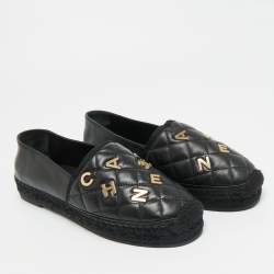 مملوكة مسبقًا حذاء إسبادريل شانيل كعب مسطح جلد مبطن سى سى أسود مقاس 41