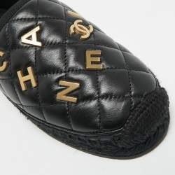 مملوكة مسبقًا حذاء إسبادريل شانيل كعب مسطح جلد مبطن سى سى أسود مقاس 41