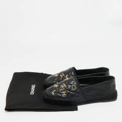 مملوكة مسبقًا حذاء إسبادريل شانيل كعب مسطح جلد مبطن سى سى أسود مقاس 41