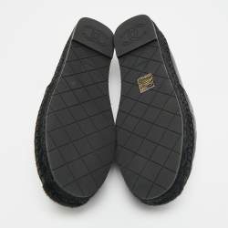 مملوكة مسبقًا حذاء إسبادريل شانيل كعب مسطح جلد مبطن سى سى أسود مقاس 41