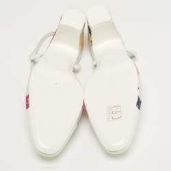 مملوكة مسبقًا Chanel Size 37 Multicolor Fabric and Patent Leather Cap Toe Block Heel Slingback Pumps