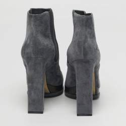 مملوكة مسبقًا Chanel Size 39.5 Grey/Green Leather and Suede Ankle Length Boots