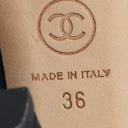 مملوكة مسبقًا Chanel CC Size 36 Black/Silver Grosgrain and Leather Cap Toe Pumps