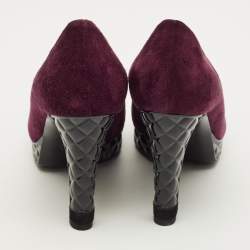 Pre Owned حذاء كعب عالي شانيل جلد وغروجرين أسود/فضي غطاء مقدمة مقاس 36