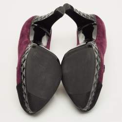 Pre Owned حذاء كعب عالي شانيل جلد وغروجرين أسود/فضي غطاء مقدمة مقاس 36