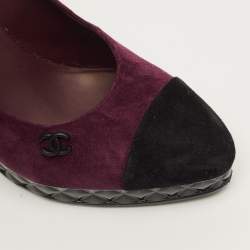 Pre Owned حذاء كعب عالي شانيل جلد وغروجرين أسود/فضي غطاء مقدمة مقاس 36