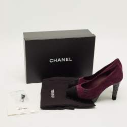 Pre Owned حذاء كعب عالي شانيل جلد وغروجرين أسود/فضي غطاء مقدمة مقاس 36