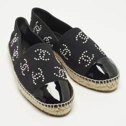 Pre Owned حذاء إسبادريل شانيل قماش أسود CC متشابك مقاس 42