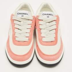 Pre Owned حذاء رياضي شانيل منخفظ من أعلى CC جلد شامواه ونايلون متعدد الألوان مقاس 38.5