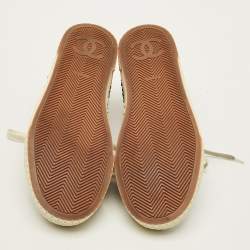 Pre Owned Chanel CC Size 36.5 Multicolor Leather and Python Leather Low Top Sneakers