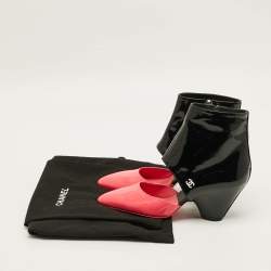 مملوكة مسبقًا Chanel CC Size 38.5 Black/Pink Cut out Patent Leather Booties
