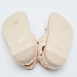 Pre Owned صندل شانيل داد قماش تويد بلونين مسطح مقاس 39