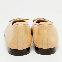 Pre Owned Chanel CC Size 37 Beige Leather Ballet Flats