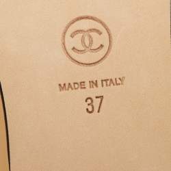 Pre Owned Chanel CC Size 37 Beige Leather Ballet Flats
